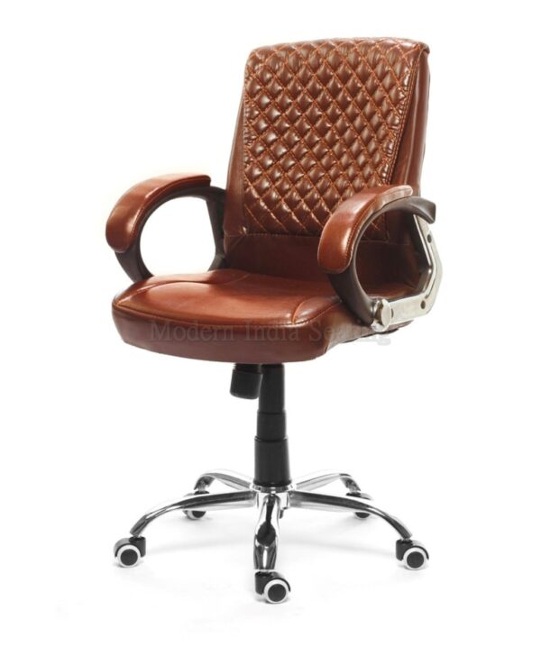Brown Diamond Quilted Office Chair - Image 3