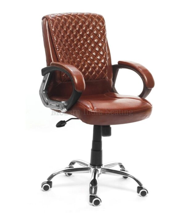 Brown Diamond Quilted Office Chair - Image 4