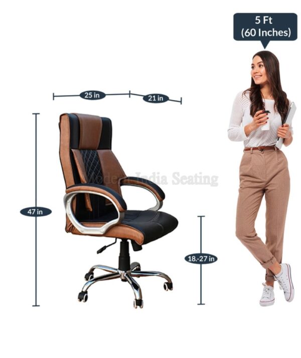 Two-Tone Diamond Stitch Office Chair - Image 2
