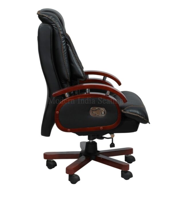 Black Tufted Executive Chair (Wood Accents) - Image 7