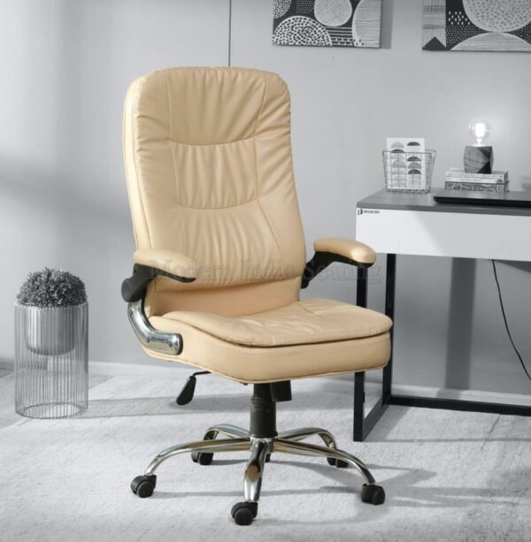 Beige Plush High Back Executive Chair - Image 2