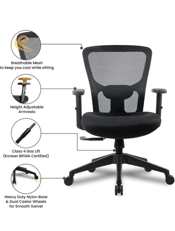Black Ergonomic Mesh Chair (Basic Adj.) - Image 4