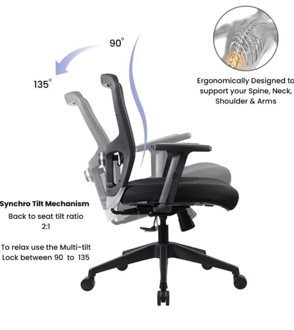 Black Ergonomic Mesh Chair (Basic Adj.) - Image 5