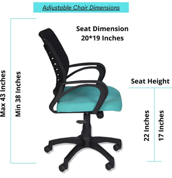 Teal Mesh Mid-Back Chair (Loop Arms) - Image 5