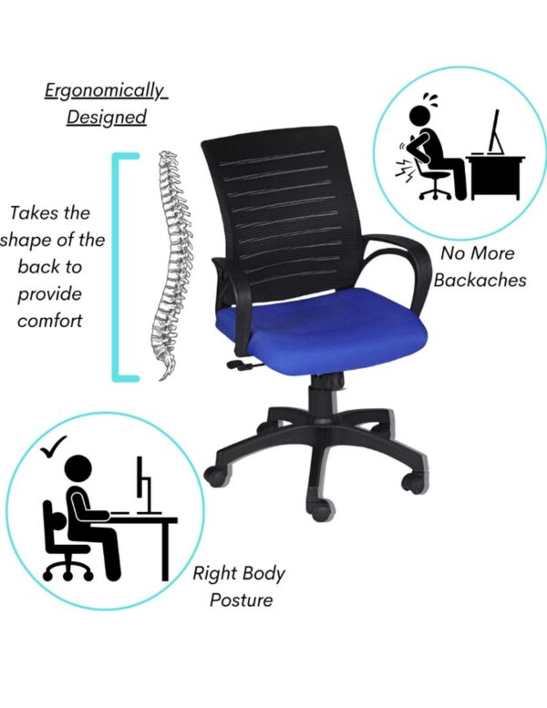  Blue fabric seat provided