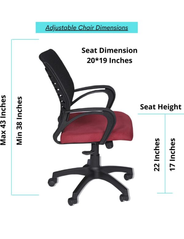 Red Mesh Mid-Back Chair (Loop Arms) - Image 3