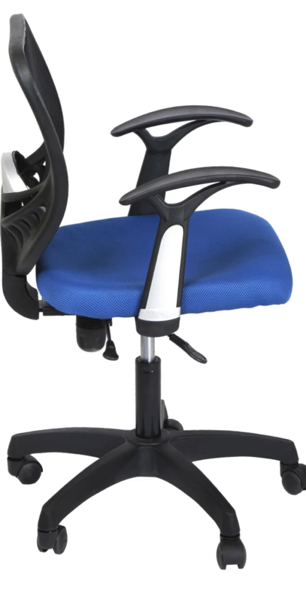 Blue Mesh Mid-Back Chair (Black Base) - Image 5