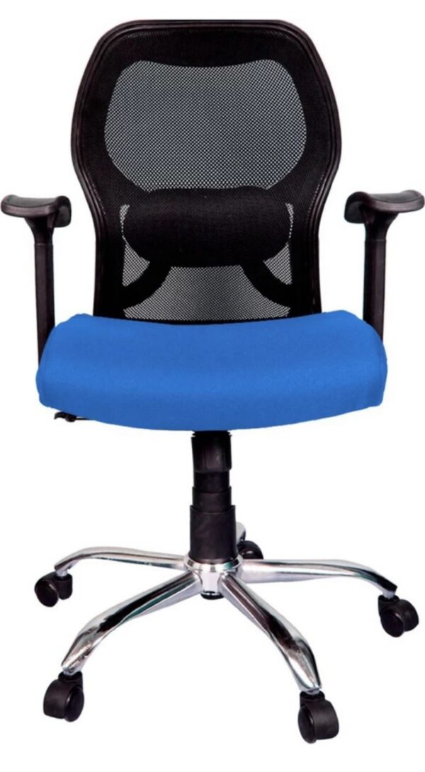 Blue Mesh Mid-Back Chair (Silver Accent) - Image 5