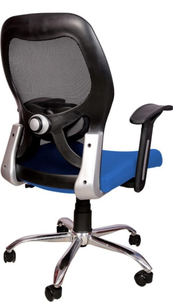 Blue Mesh Mid-Back Chair (Silver Accent) - Image 6