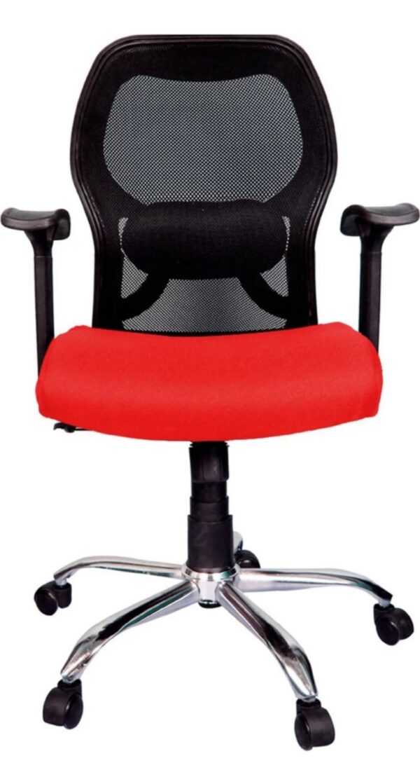 Red Mesh Mid-Back Chair (Chrome Base) - Image 2