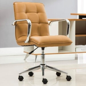  Tan quilted mid-back chair
