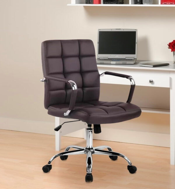  Maroon quilted mid-back chair