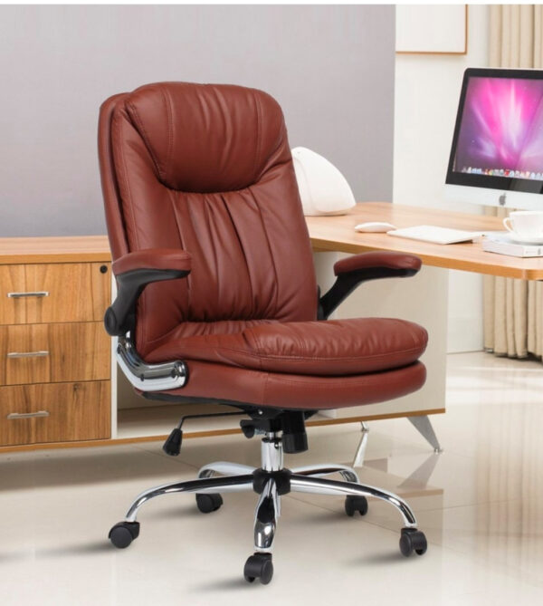  Brown plush office chair