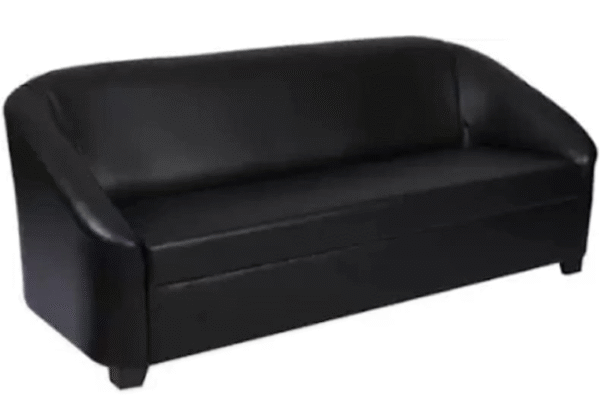 Black Curved Arm 3-Seater Leatherette Sofa