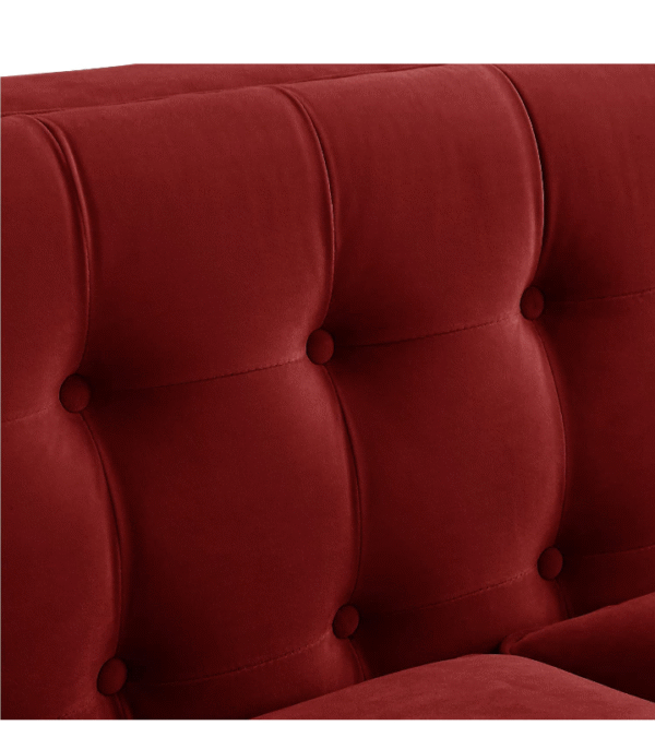 Red Velvet Chesterfield Sofa - Image 3