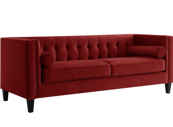 Red Velvet Chesterfield Sofa - Image 2