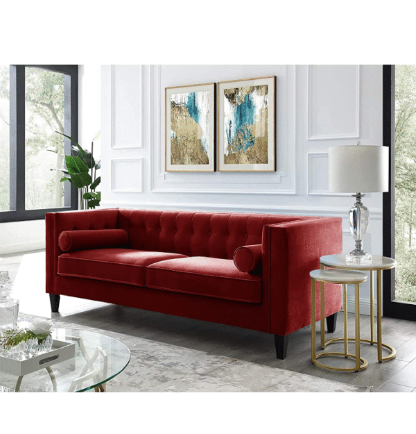 Red Velvet Chesterfield Sofa