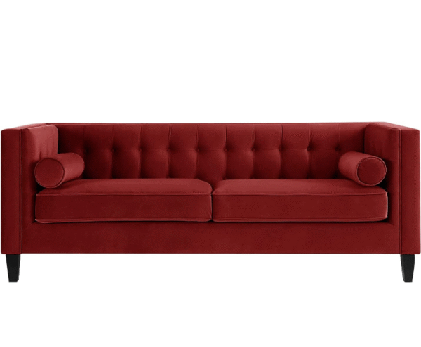 Red Velvet Chesterfield Sofa - Image 5