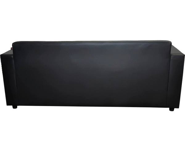 Black Leatherette 3-Seater Sofa (Boxy v2) - Image 3